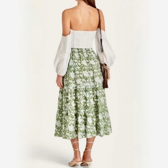 Maje Jitale‎ Floral Printed Ruffled Midi Skirt Size XL Cottagecore Travel Twee - Picture 3 of 16